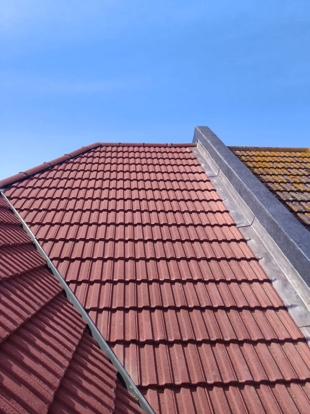 New tiled roof close-up