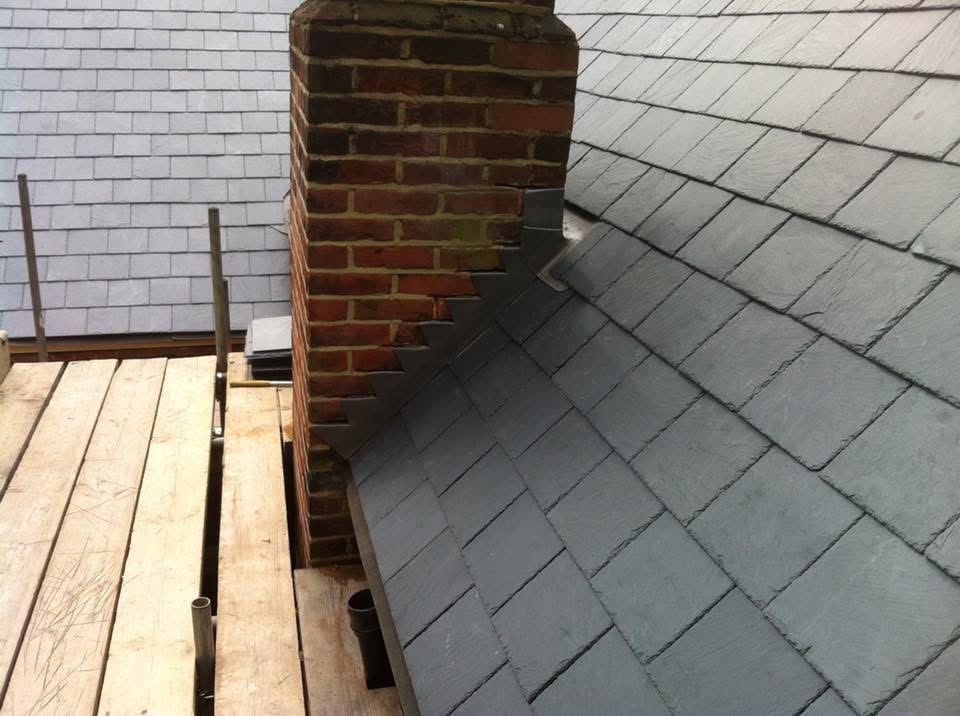 Slate work around chimney